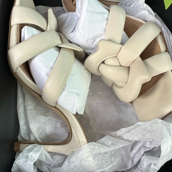 Coach Cream Block Heel Sandals with Knot Detail - Picture 1 of 2